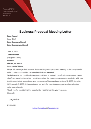 Free Business Proposal Meeting Letter Template to Edit Online