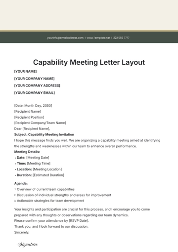 Free Capability Meeting Letter Layout Template to Edit Online