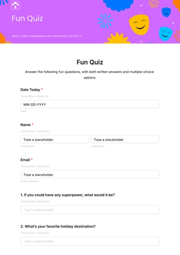 Free Fun Quiz Template to Edit Online