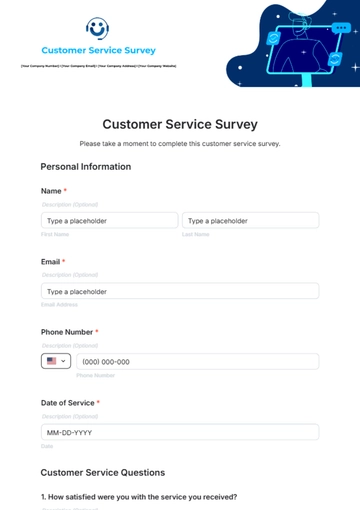 Free Customer Service Survey Template to Edit Online