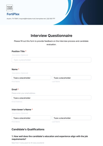 Free Interview Questionnaire Template to Edit Online