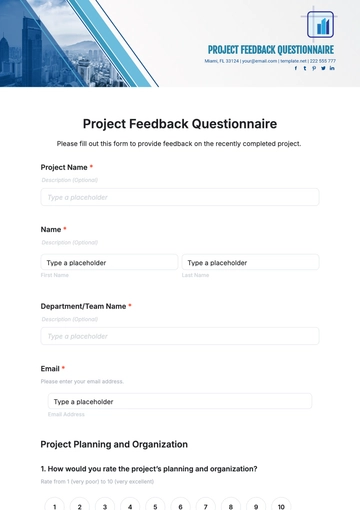 Free Project Feedback Questionnaire Template to Edit Online | Template.net
