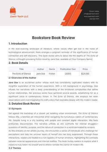 Free Bookstore Book Review Template to Edit Online