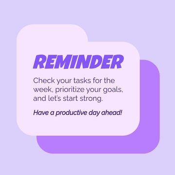 Free Monday Reminder Template to Edit Online