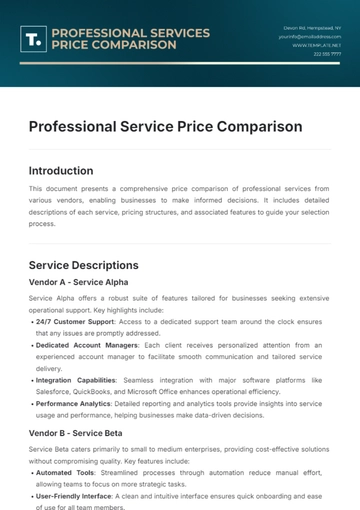 Free Professional Service Price Comparison Template to Edit Online Free Professional Service Price Comparison Template to Edit Online