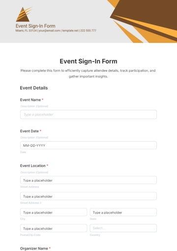 Free Event Sign-In Form Template to Edit Online