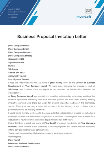Free Business Proposal Invitation Letter Template to Edit Online