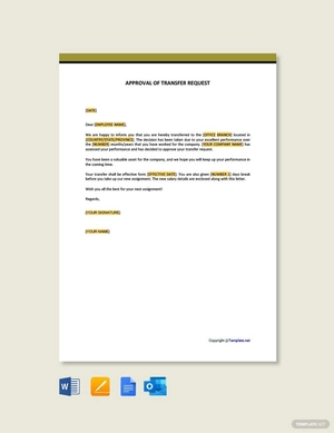 Approval of Transfer Request Template