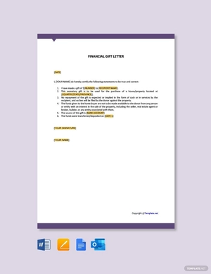 Financial Gift Letter