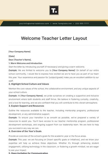 Free Welcome Teacher Letter Layout Template to Edit Online
