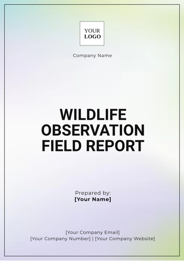 Free Wildlife Observation Field Report Template to Edit Online