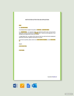 Motivation Letter for job application Template