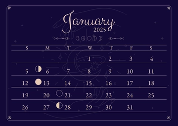 Free January 2025 Calendar with Moon Phases Template to Edit Online