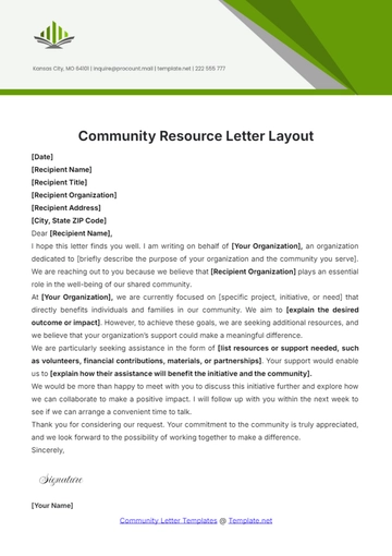 Free Community Resource Letter Layout Template to Edit Online