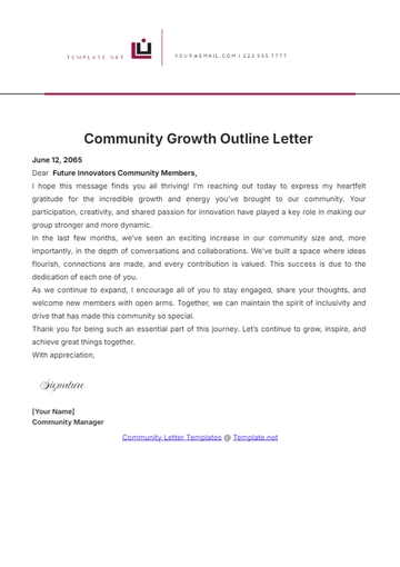 Free Community Growth Outline Letter Template to Edit Online