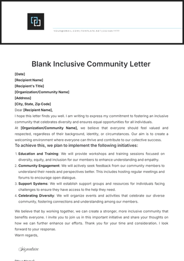 Free Blank Inclusive Community Letter Template to Edit Online
