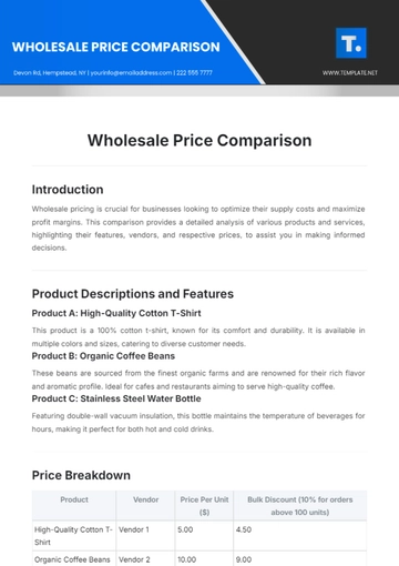 Free Wholesale Price Comparison Template to Edit Online Free Wholesale Price Comparison Template to Edit Online