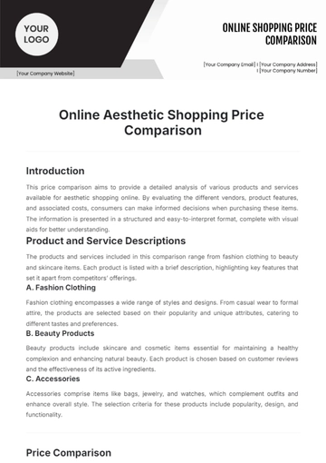 Free Online Aesthetic Shopping Price Comparison Template to Edit Online Free Online Aesthetic Shopping Price Comparison Template to Edit Online