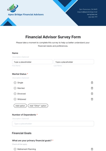 Free Financial Advisor Survey Form Template to Edit Online