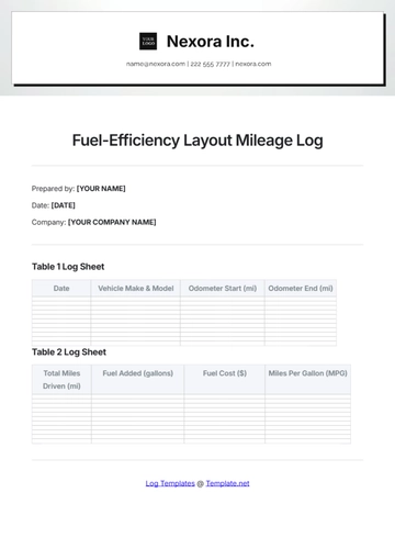 Free Fuel-Efficiency Layout Mileage Log Template to Edit Online