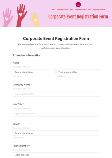 Free Corporate Event Registration Form Template to Edit Online