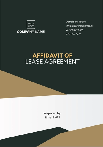 Free Affidavit of Lease Agreement Template to Edit Online