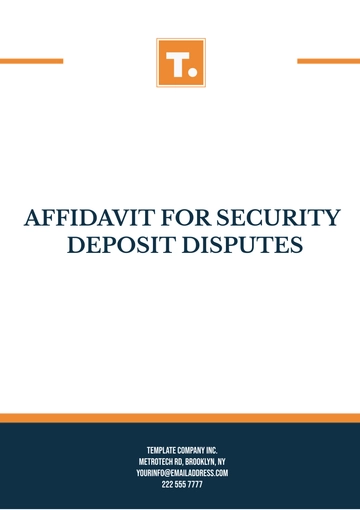 Free Affidavit for Security Deposit Disputes Template to Edit Online