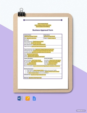 Business Approval Form Template