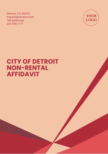 Free City of Detroit Non-Rental Affidavit Template to Edit Online