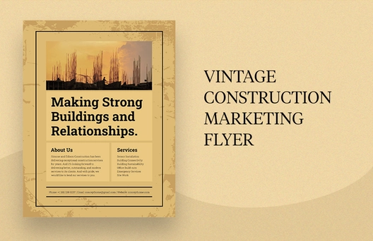 Vintage Construction Marketing Flyer Template