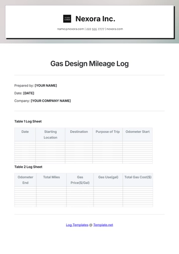 Free Gas Design Mileage Log Template to Edit Online