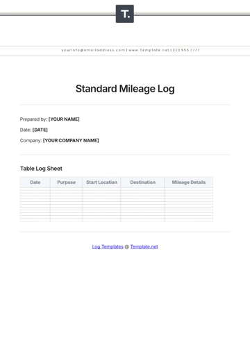 Free Standard Mileage Log Template to Edit Online