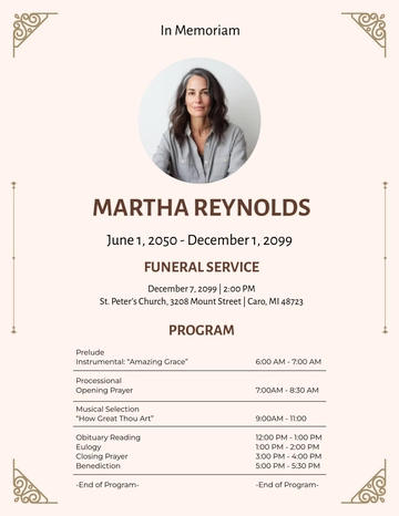 Free Funeral Program Template to Edit Online