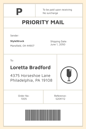 Free Priority Shipping Label Template to Edit Online