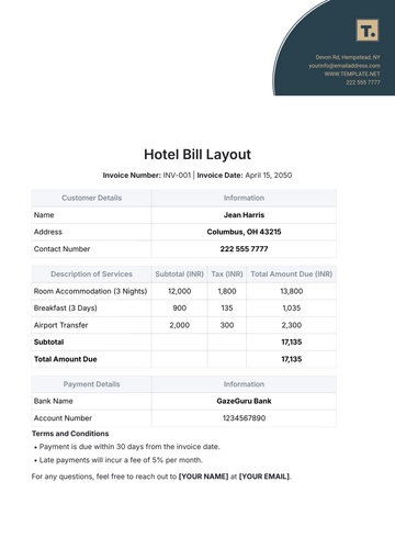 Free India Hotel Bill Layout Template to Edit Online