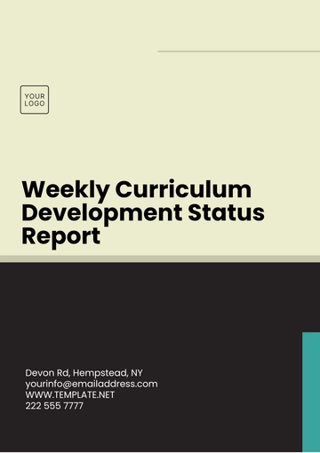 Free Weekly Curriculum Development Status Report Template to Edit Online