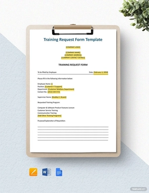 Training Requirements Form Template Training Requirements Form Template