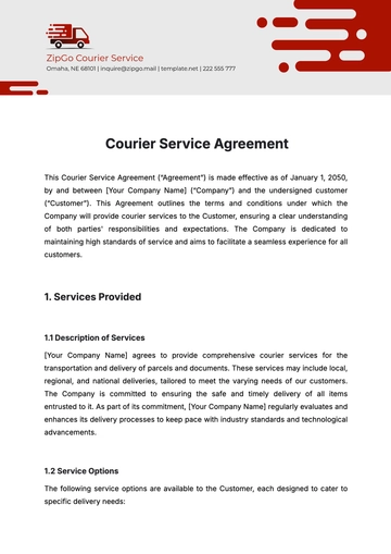 Free Courier Service Agreement Template to Edit Online