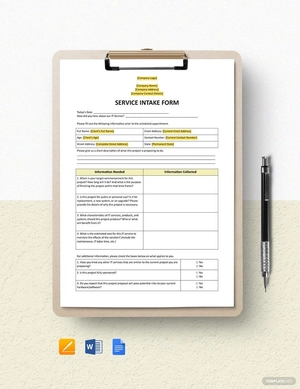 Service Intake Form Template Service Intake Form Template