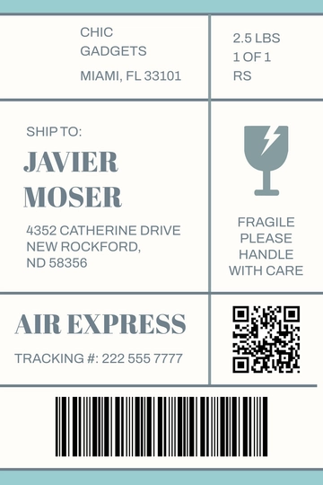 Free Modern Return Shipping Label Template to Edit Online