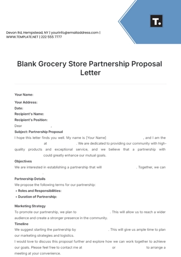 Free Blank Grocery Store Partnership Proposal Letter Template to Edit Online