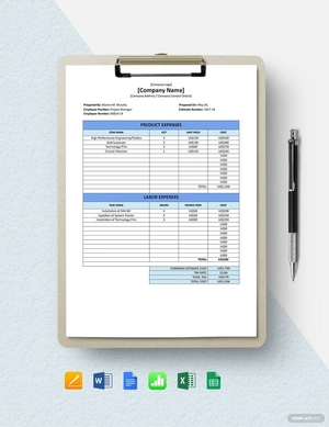 Sample IT Company Estimate Template