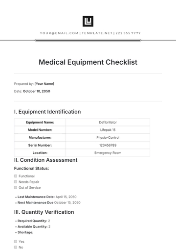 Free Medical Equipment Checklist Template to Edit Online
