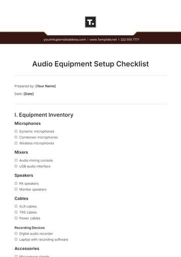 Free Audio Equipment Setup Checklist Template to Edit Online