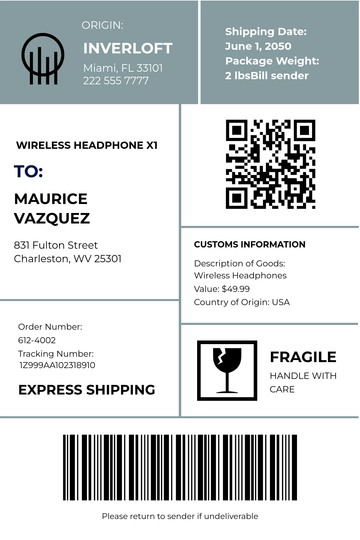 Free E-commerce Shipping Label Template to Edit Online