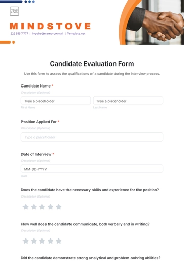 Free Candidate Evaluation Form Template to Edit Online