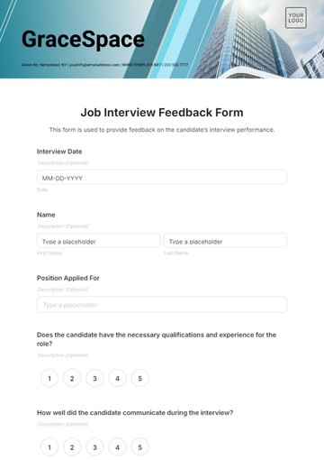 Free Job Interview Feedback Form Template to Edit Online