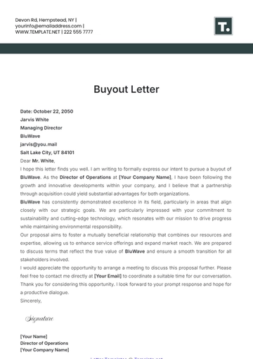 Free Buyout Letter Template to Edit Online