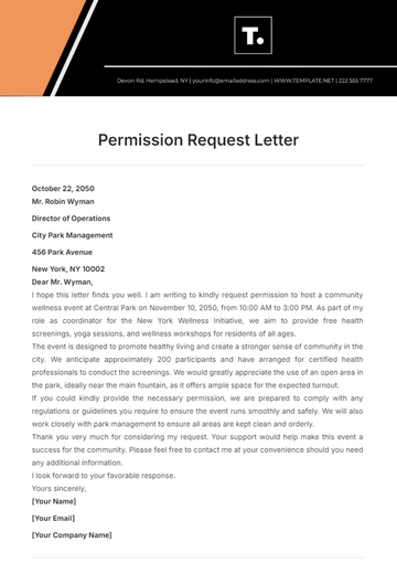Free Permission Request Letter Template to Edit Online