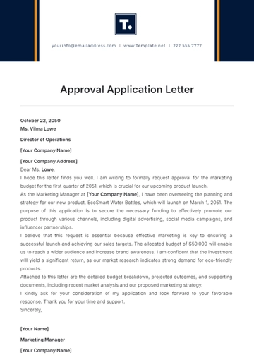Free Approval Application Letter Template to Edit Online